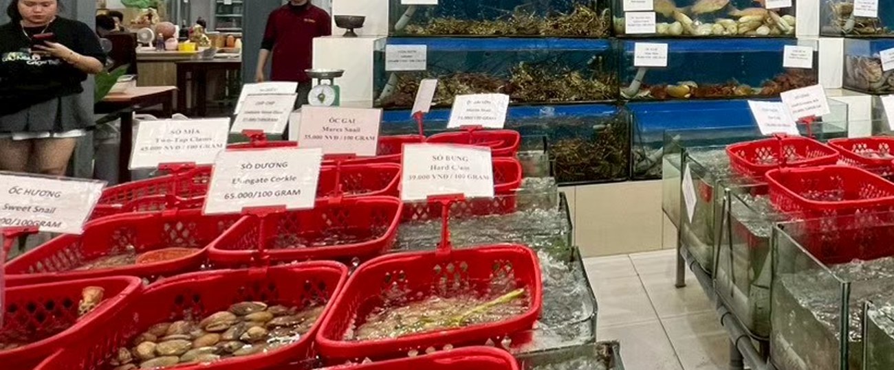 生簀に立てられた100グラムあたりの値札